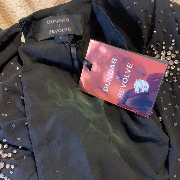 DUNDAS x REVOLVE Nova Embellished Mini Dress in Black & Silver